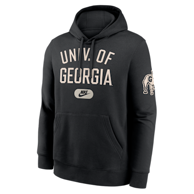 【NIKE】ia Bulldogs Legacy Retro Nike Pullover Hoodie Men's Nike Black Georgia Bulldogs Mascot 100th Anniversary